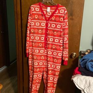 SECRET TREASURES CHRISTMAS PLUSH SLEEPER ONE PIECE PAJAMAS SUIT Sz L (12-14)